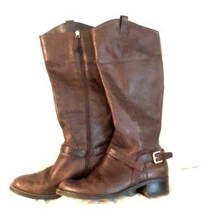 Tall Dark Brown Leather Riding Boots